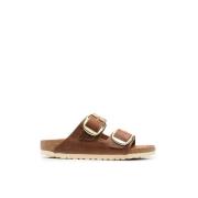 Gouden Gesp Leren Sandalen Birkenstock , Brown , Dames