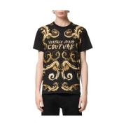 Zwart T-shirt met Elegant Design Versace Jeans Couture , Black , Heren