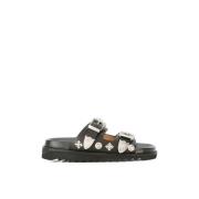 Studded Leren Klomp Sandalen Toga Pulla , Black , Dames