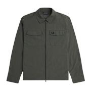 Heren Zip Overshirt Jas Fred Perry , Green , Heren