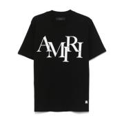 Zwart Staggered Logo Tee Shirt Amiri , Black , Heren