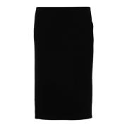 Zwarte Wollen Midi Rok N21 , Black , Dames