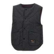 Omkeerbaar Golf Gestikte Vest Alpha Industries , Black , Dames