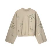 Versierde Crop Sweater Summum Woman , Beige , Dames