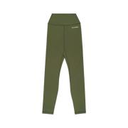 Hoge Taille Logo Legging in Mos/Wit Sporty & Rich , Green , Dames