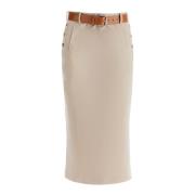 Wollen Midi Rok met Riem Moschino , Beige , Dames