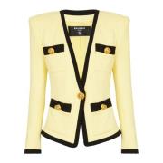 Jasje zonder kraag met vier zakken Balmain , Yellow , Dames