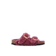 Shearling Sandalen met Grote Gesp Birkenstock , Pink , Dames