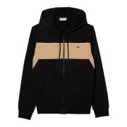 Heren Color Block Zip Hoodie Lacoste , Black , Heren