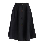 A-lijn Katoenen Poplin Midi Rok Moschino , Black , Dames