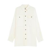 Beige Oversized Flanellen Shirt met Knopen Max Mara Weekend , Beige , ...