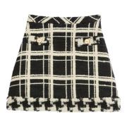 Zwarte Houndstooth Rok met VLogo Detail Valentino Garavani , Black , D...