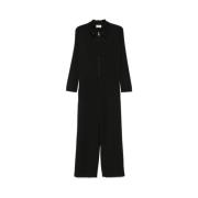 Zwarte wollen jumpsuit met ritssluiting Barena Venezia , Black , Dames