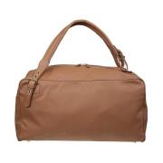 Fluweel Effect Leren Reistas Rugzak Eleventy , Brown , Unisex