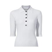 Micro Cable Gebreide Poloshirt Proenza Schouler , White , Dames