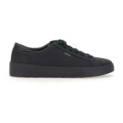 Zwarte leren sneakers met gouden logo Hugo Boss , Black , Heren