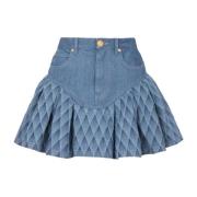 Korte Denim Rok Balmain , Blue , Dames