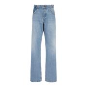 Contrast-Effect Denim Jeans Balmain , Blue , Heren