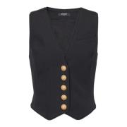 Mouwloos vest Balmain , Black , Dames