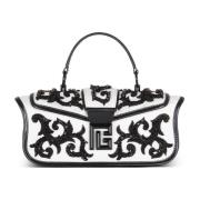 Blaze Pouch satijnen tas met barok borduurwerk Balmain , White , Dames