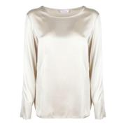 Zijden blouse met wijde halslijn Max Mara , White , Dames