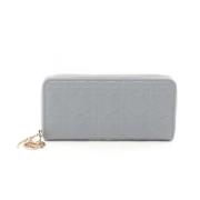 Pre-owned Leather wallets Dior Vintage , Gray , Dames