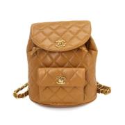 Pre-owned Leather backpacks Chanel Vintage , Beige , Dames