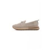 Suede Laser Cut Loafers - Beige Cesare Gaspari , Beige , Dames