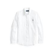 Linen Slim Fit Shirt Polo Ralph Lauren , White , Heren