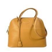 Pre-owned Leather handbags Hermès Vintage , Beige , Dames