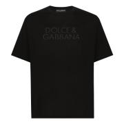 Katoenen Logo T-shirt Dolce & Gabbana , Black , Heren