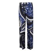 Blauwe Zijden Broek Aw24 Emilio Pucci , Multicolor , Dames