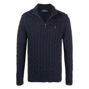 Geborduurde Katoenen Half-Zip Gebreide kleding Polo Ralph Lauren , Blu...