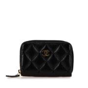 Pre-owned Leather wallets Chanel Vintage , Black , Dames