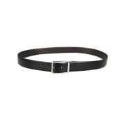 Zwarte Leren Riem Verhoog Stijl Santoni , Black , Heren