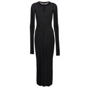 Zijden Viscose LS Jurk Rick Owens , Black , Dames