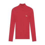 Wol en Katoen Fox Gebreid Maison Kitsuné , Red , Dames