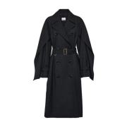 Zwarte Wollen Blend Trenchcoat Burberry , Black , Dames