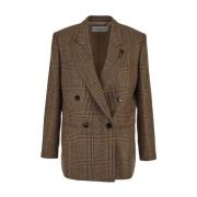 Wollen en Alpaca Double-Breasted Jas Lardini , Beige , Dames