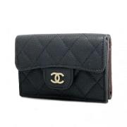 Pre-owned Leather wallets Chanel Vintage , Black , Dames