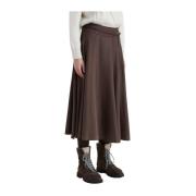 Zachte viscose blend rok met riem Peserico , Brown , Dames