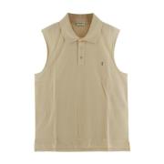 Katoenen Logo Polo Shirt Saint Laurent , Beige , Heren