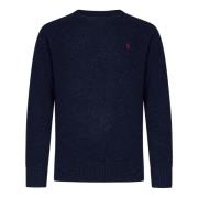 Blauwe Crewneck Wol Zijde Trui Polo Ralph Lauren , Blue , Heren