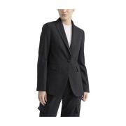 Single-breasted blazer in technische wolflanel Peserico , Black , Dame...