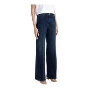 Stretch denim katoenen palazzo broek Peserico , Blue , Dames