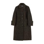 Wollen Herringbone Coat Ganni , Brown , Dames