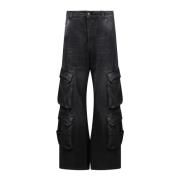 Cargo Katoenen Jeans met Meerdere Zakken Diesel , Gray , Dames