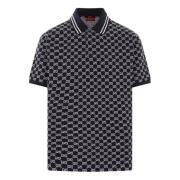 Blauw en wit jacquard poloshirt Gucci , Blue , Heren