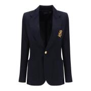 Slim-fit double-knit blazer met revers Polo Ralph Lauren , Blue , Dame...