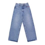 Hoge taille rechte pasvorm denim jeans Amish , Blue , Dames